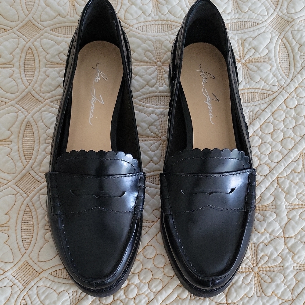 LoveShackFancy Black Leather Flats